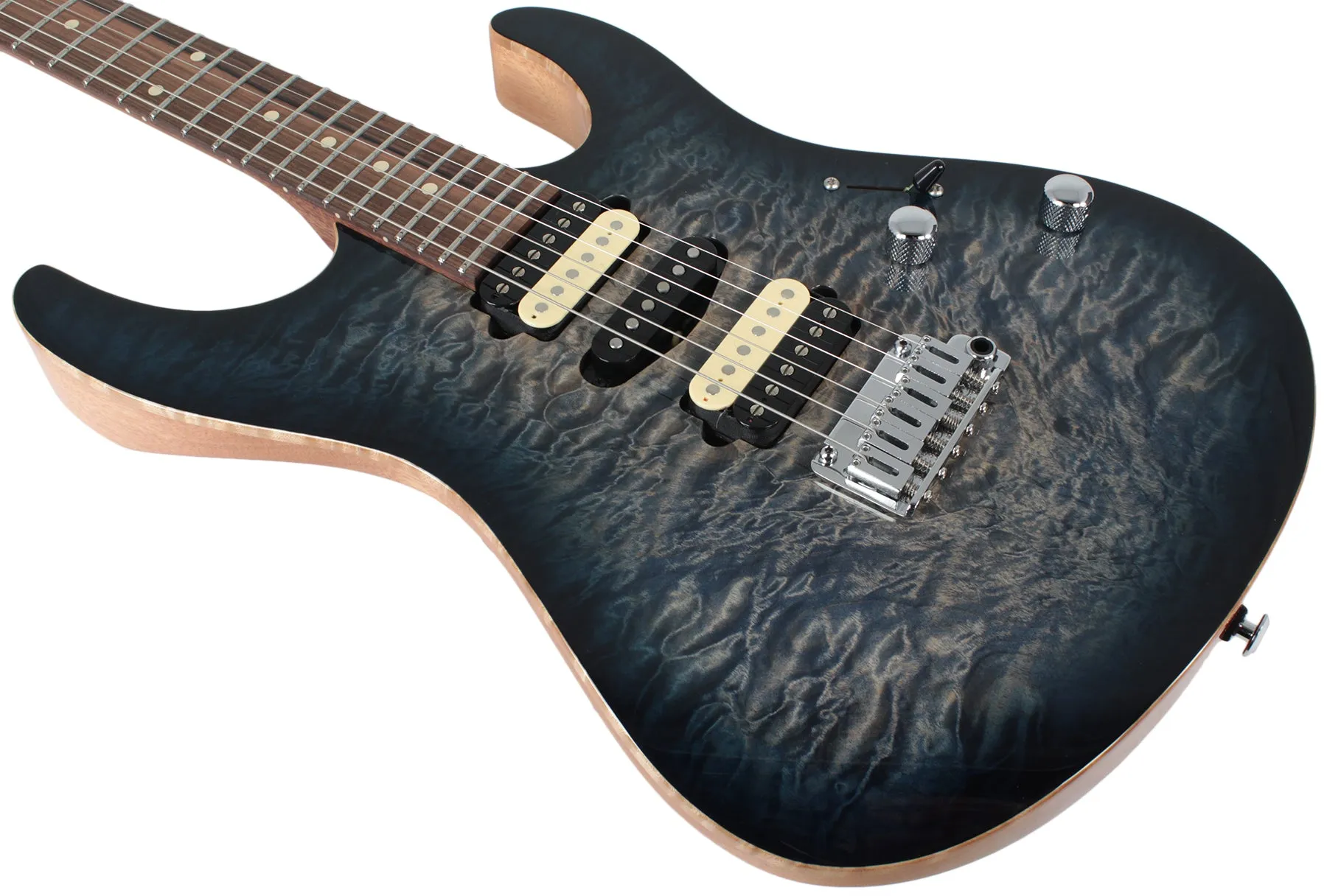 Suhr Modern Select Guitar, Quilted Maple, Trans Whale Blue Burst