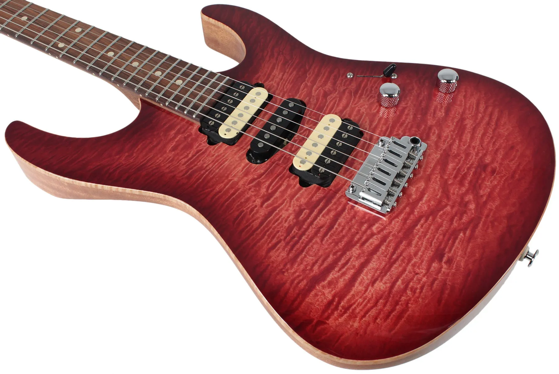 Suhr Modern Select Guitar, Quilted Maple, Trans Wine