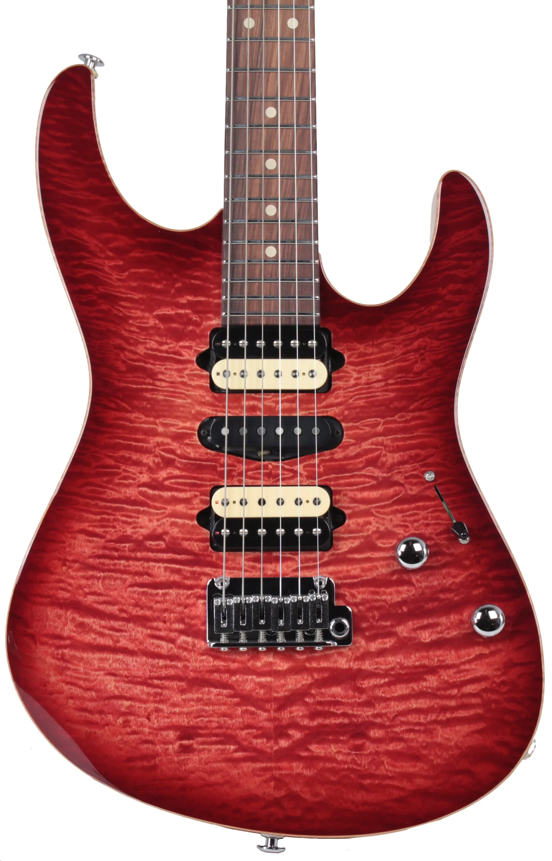 Suhr Modern Select Guitar, Quilted Maple, Trans Wine