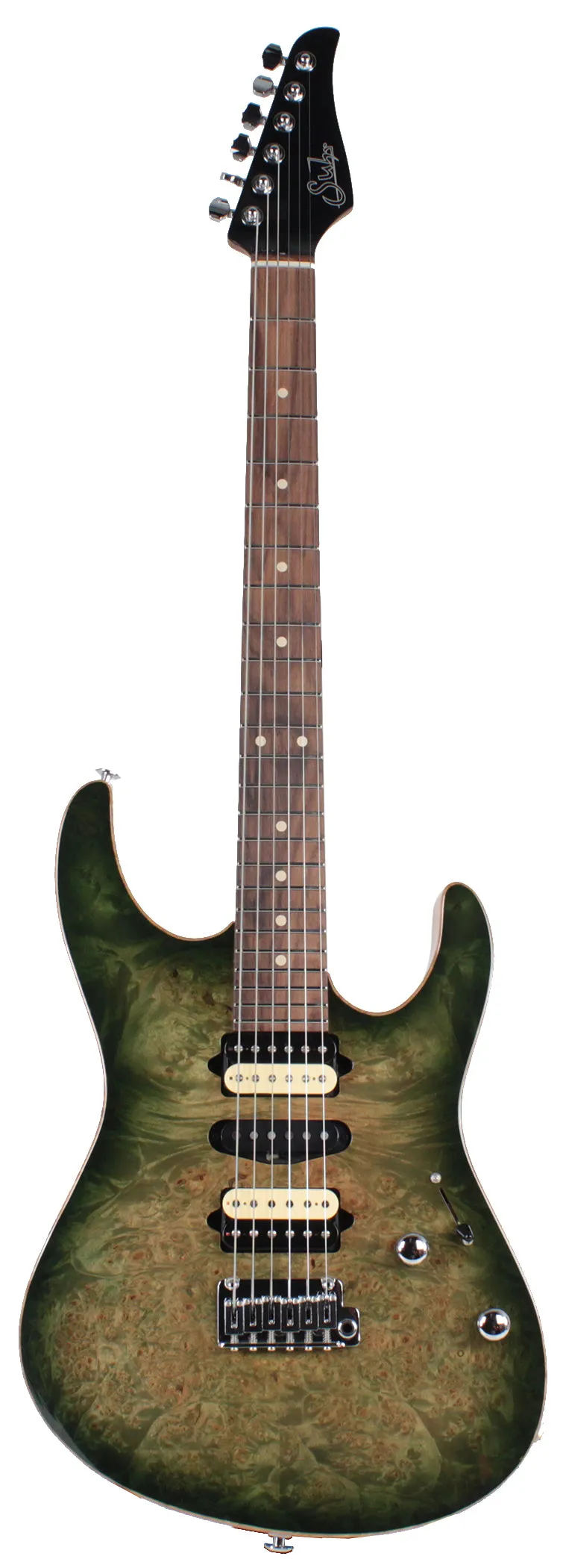 Suhr Modern Select Guitar, Trans Green, Burl