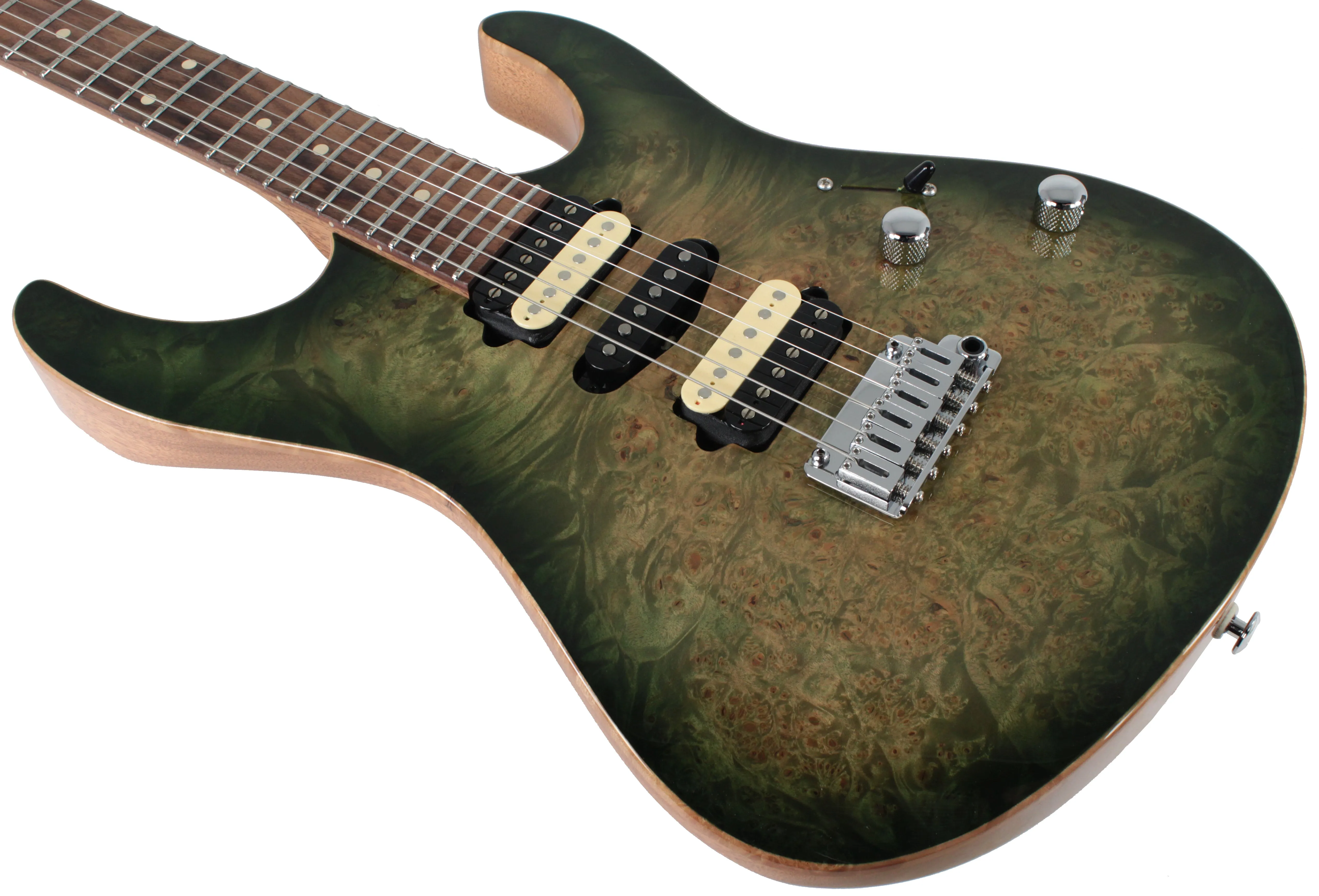 Suhr Modern Select Guitar, Trans Green, Burl