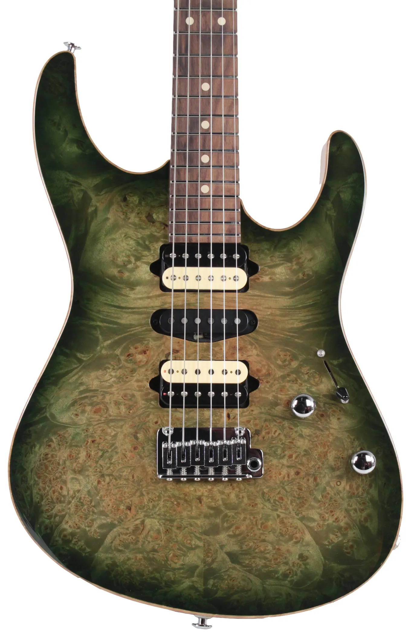 Suhr Modern Select Guitar, Trans Green, Burl