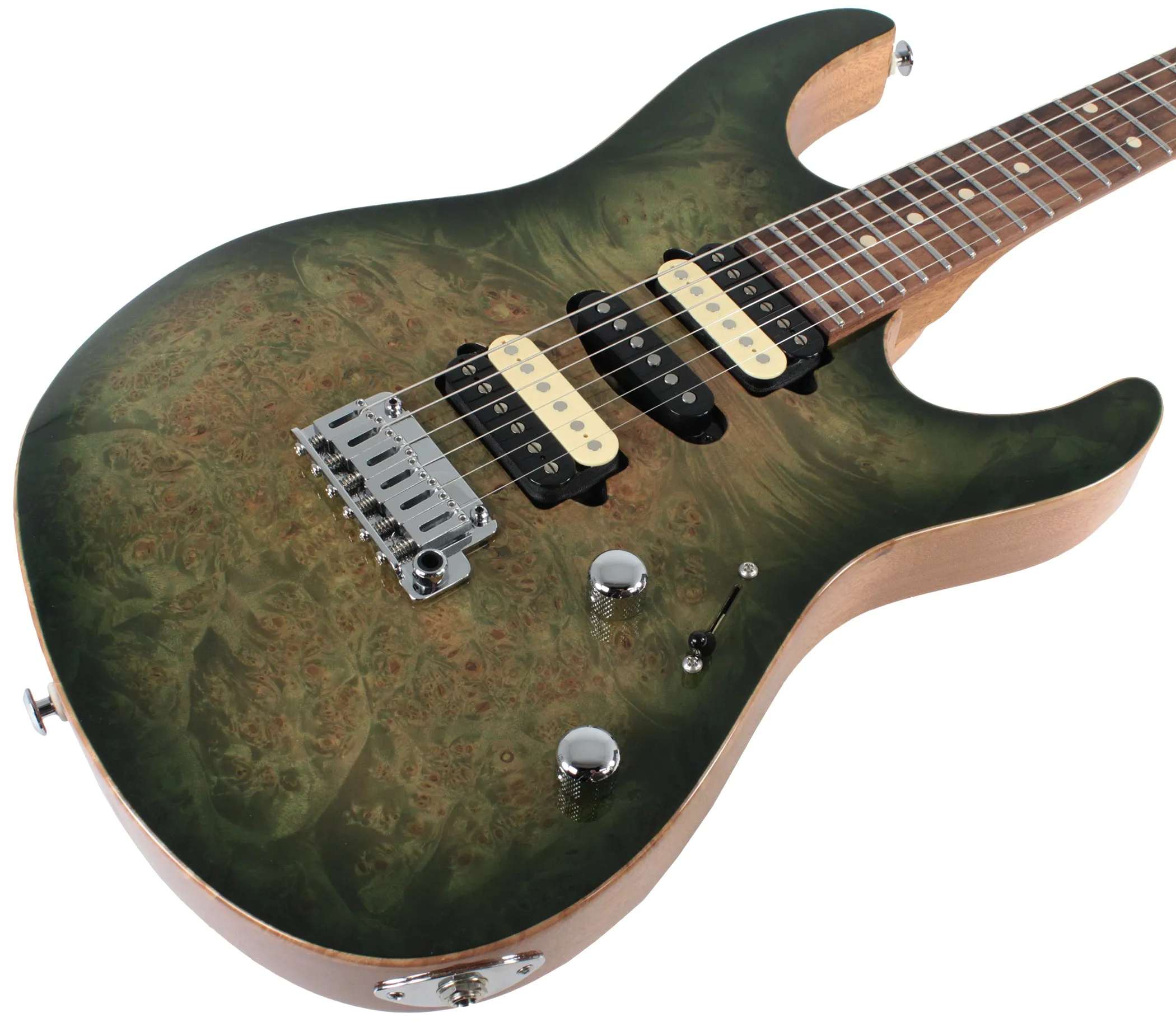 Suhr Modern Select Guitar, Trans Green, Burl