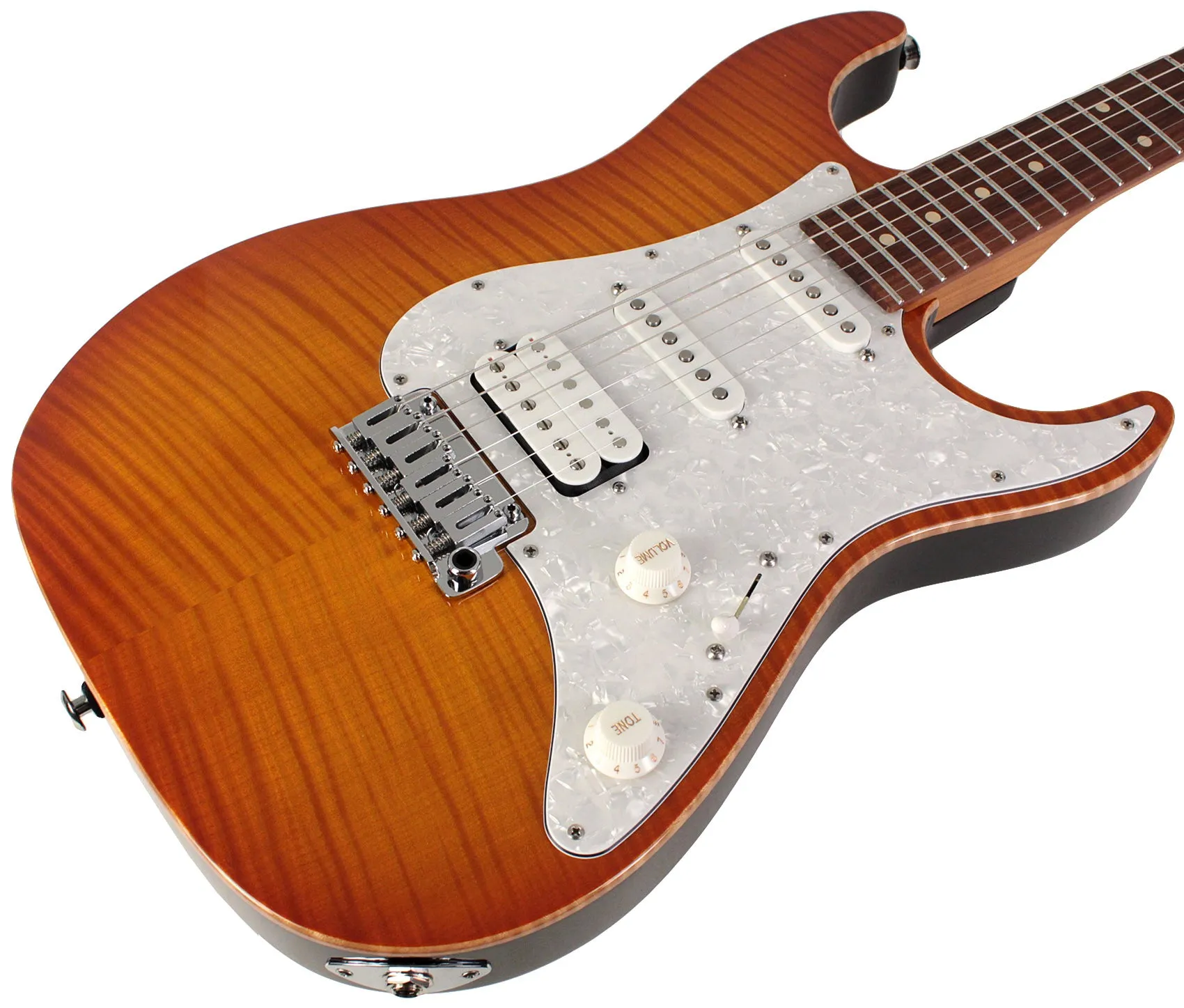 Suhr Standard Plus Guitar, Trans Honey Amber Burst, Pau Ferro