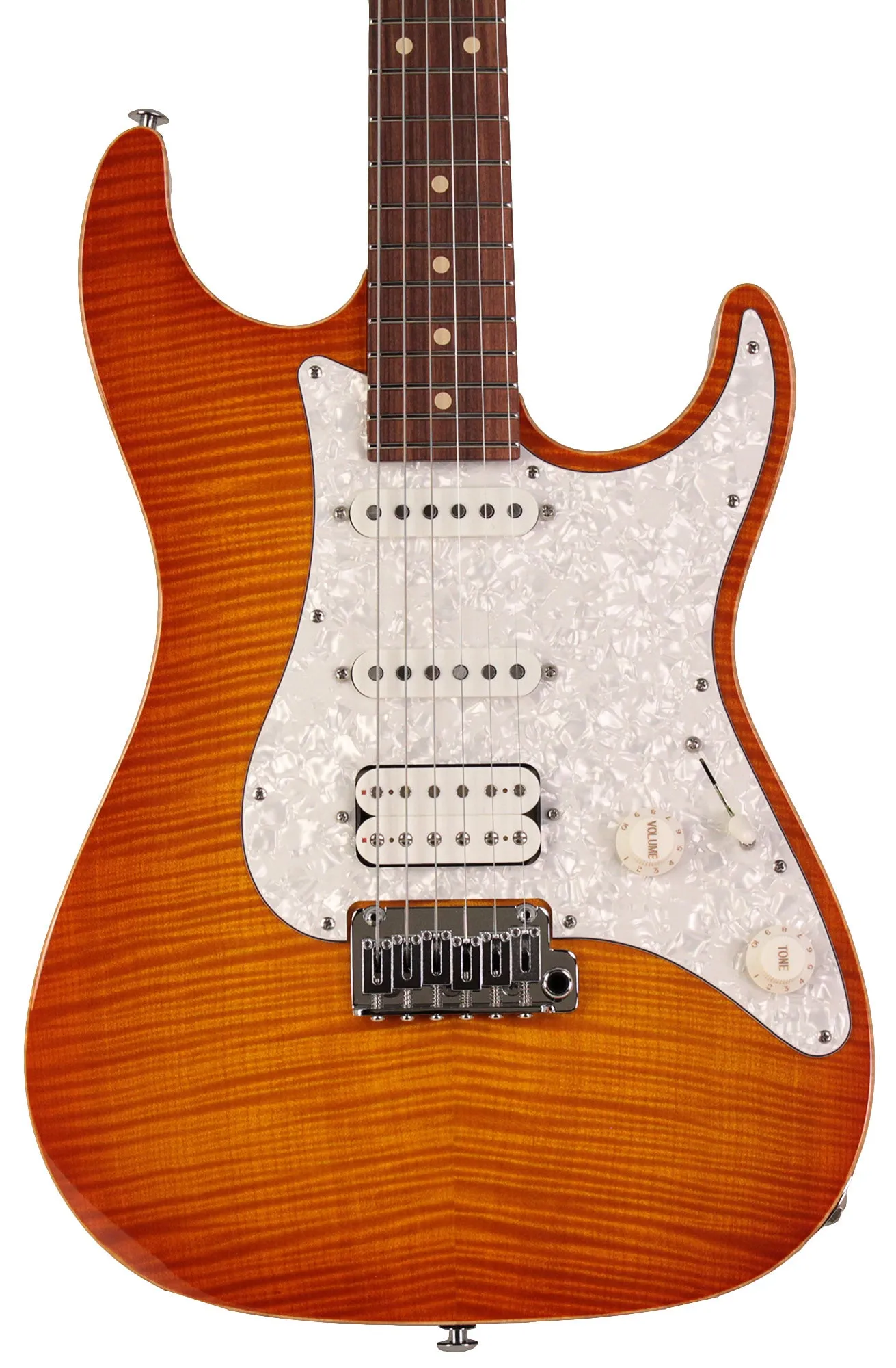 Suhr Standard Plus Guitar, Trans Honey Amber Burst, Pau Ferro