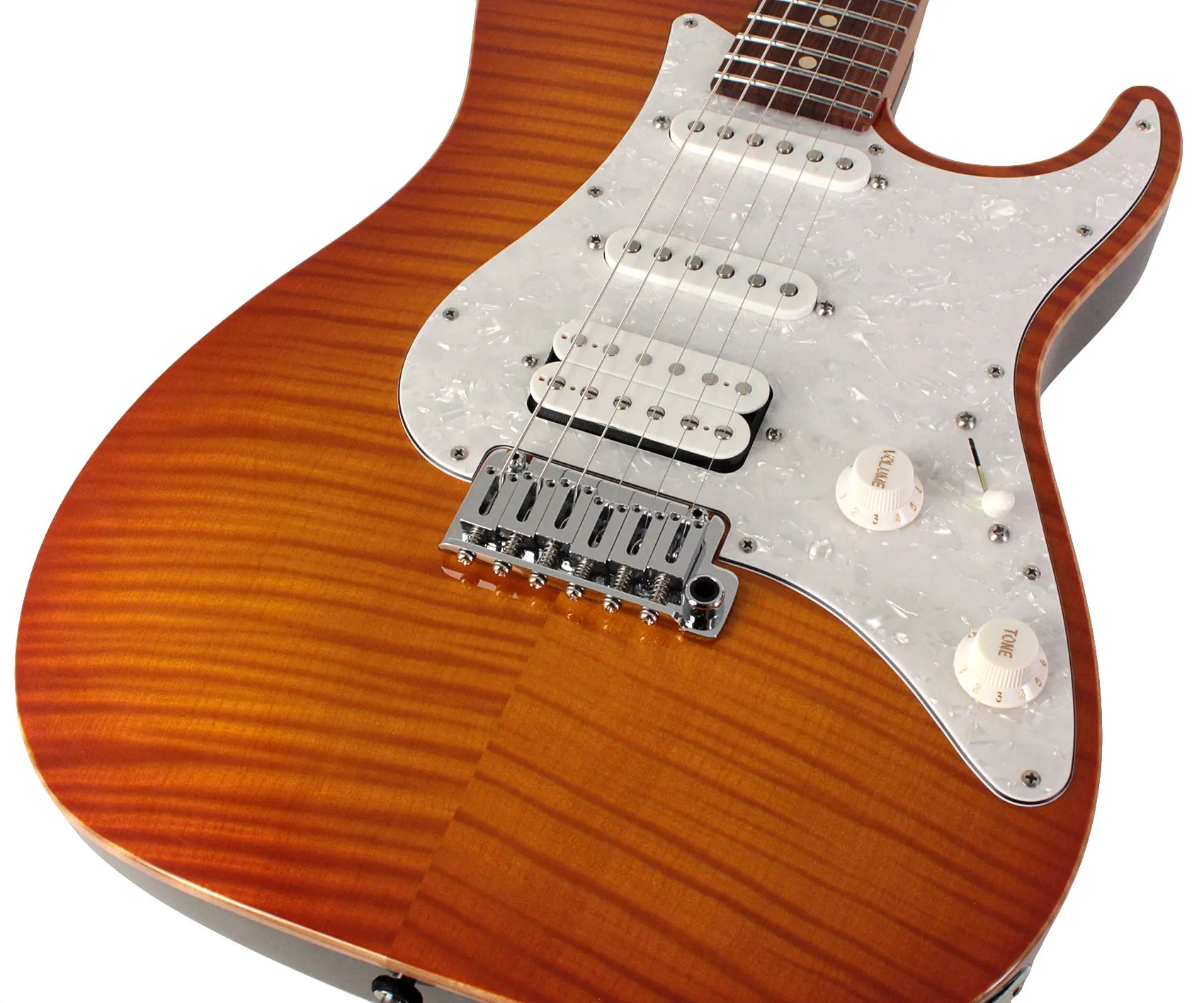 Suhr Standard Plus Guitar, Trans Honey Amber Burst, Pau Ferro