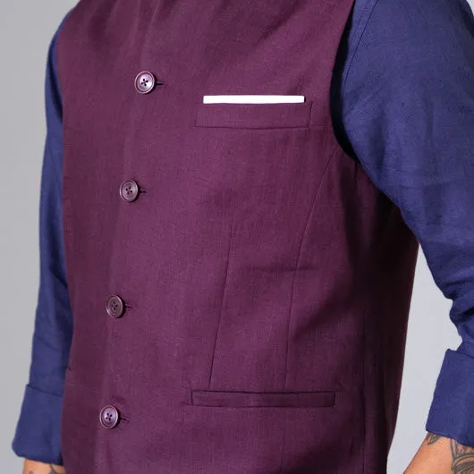 Sunset Escape Purple Linen Nehru Jacket