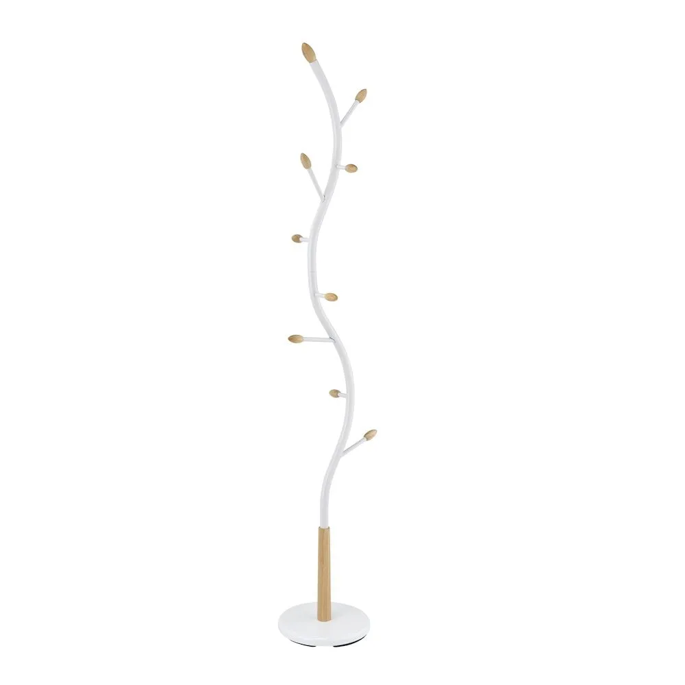 timeless Arles 9-Hook Metal Standing Coat Rack - White and Oak