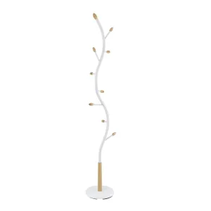 timeless Arles 9-Hook Metal Standing Coat Rack - White and Oak