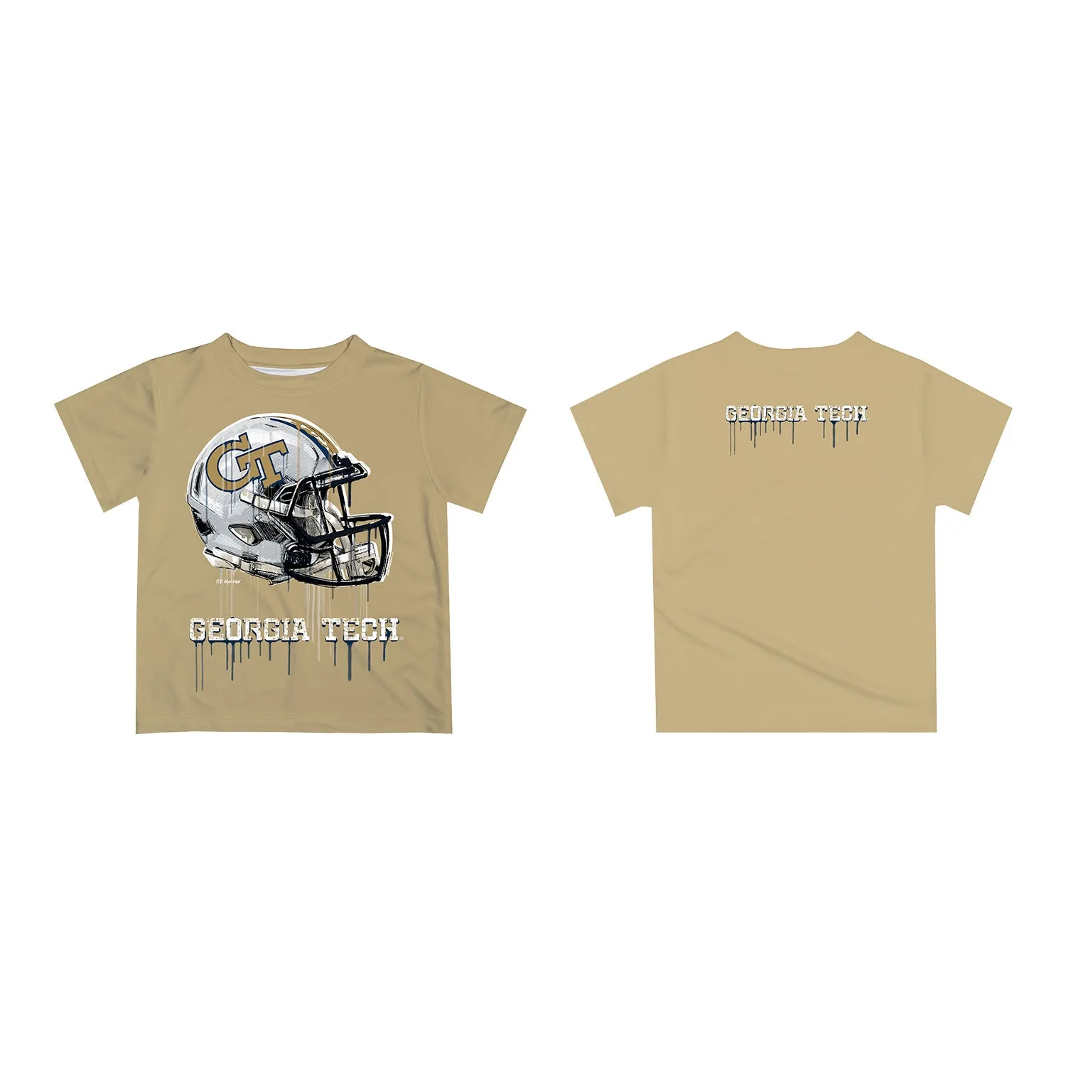 Toddler Georgia Tech Yellow Jackets Dripping Football Helmet Gold T-Shirt