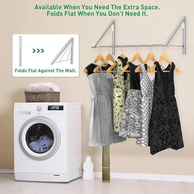 Wall-Mounted Laundry Drying Rack Space-Saving Aluminum Clothes Hanger