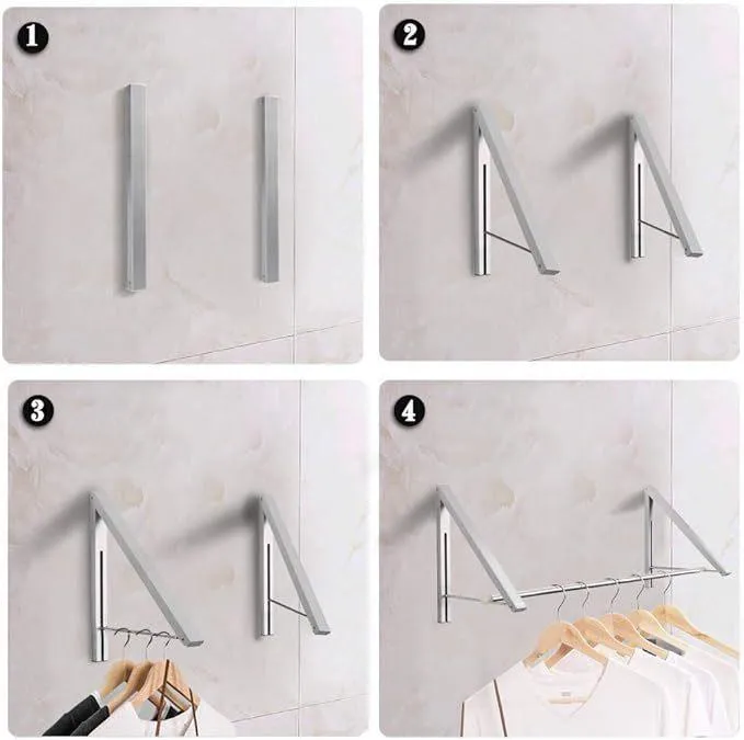 Wall-Mounted Laundry Drying Rack Space-Saving Aluminum Clothes Hanger