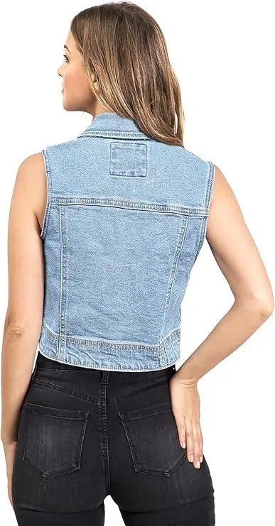 Wax Jean Women's Classic Cropped Denim Vest