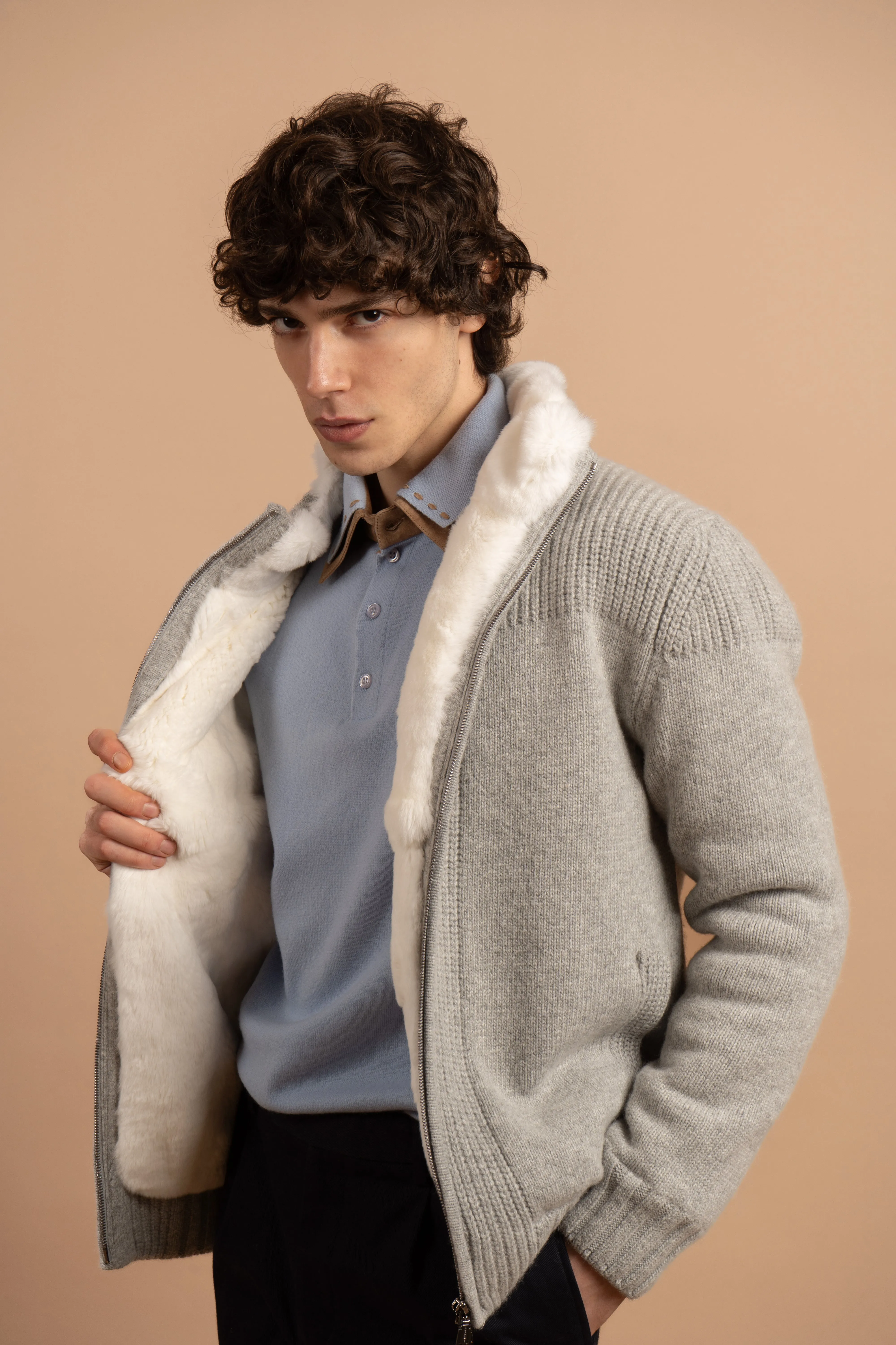 Winter Whisper Wool Jacket with Rex Fur