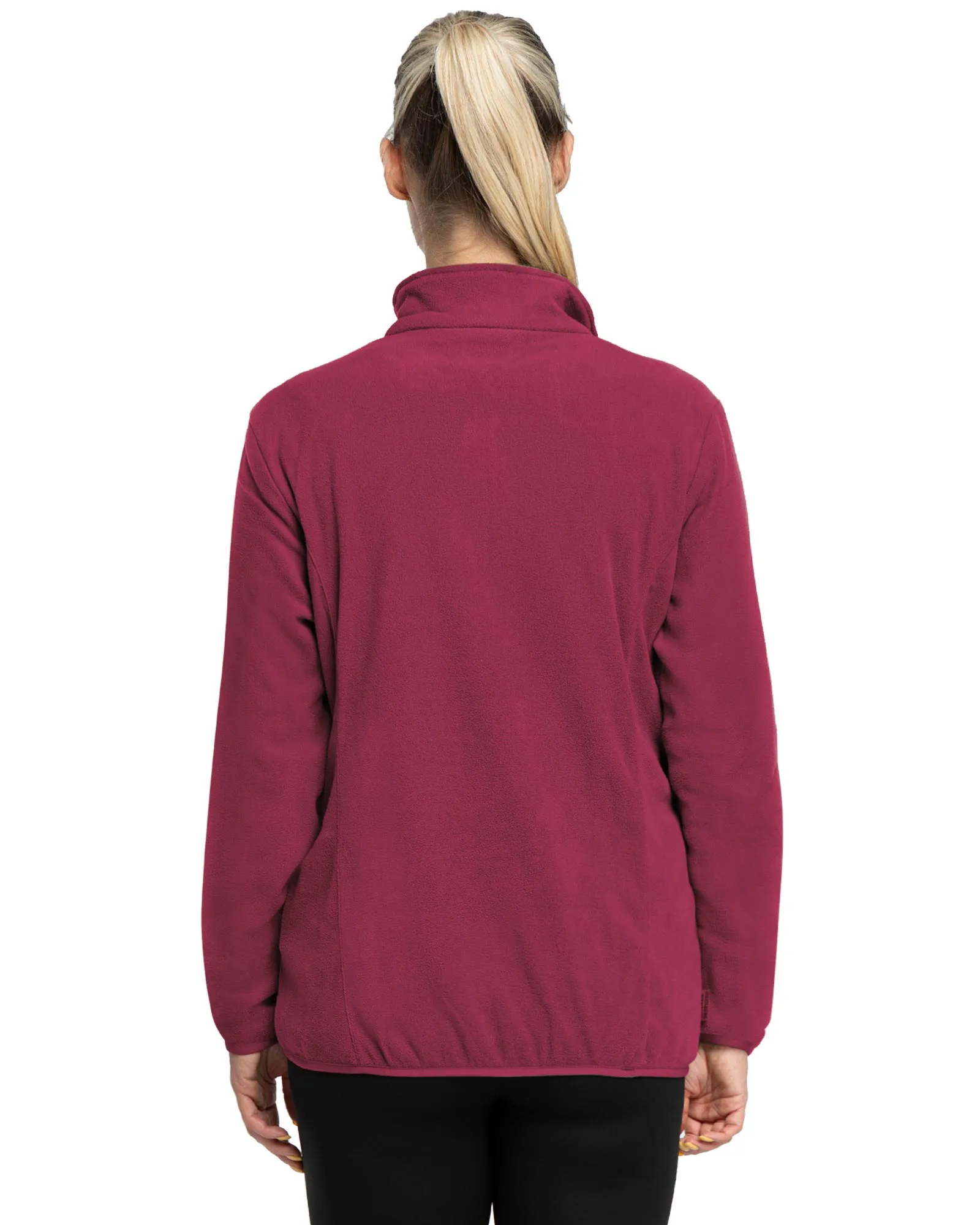 Women's Lightweight Long Sleeve Fleece Pullover Jacket, Quarter Zip Top Warm Polar Sweatshirt with Zipper Pockets