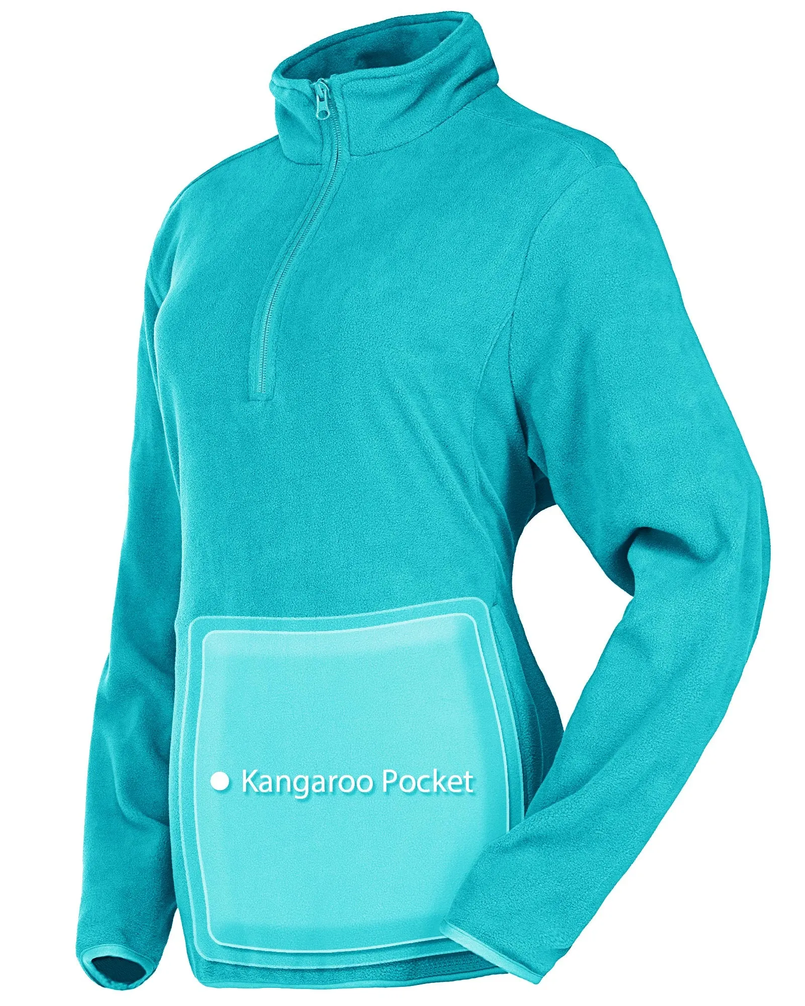 Women's Lightweight Long Sleeve Fleece Pullover Jacket, Quarter Zip Top Warm Polar Sweatshirt with Zipper Pockets