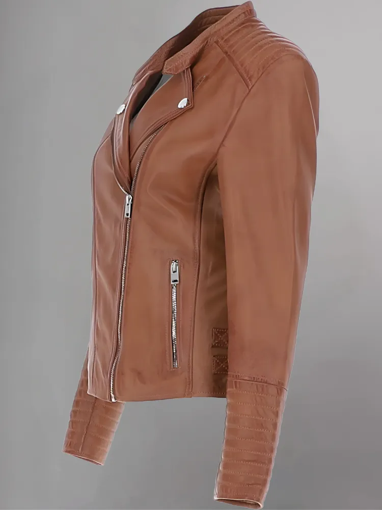 Womens Long Sleeve Zip Up Short Moto Jackets