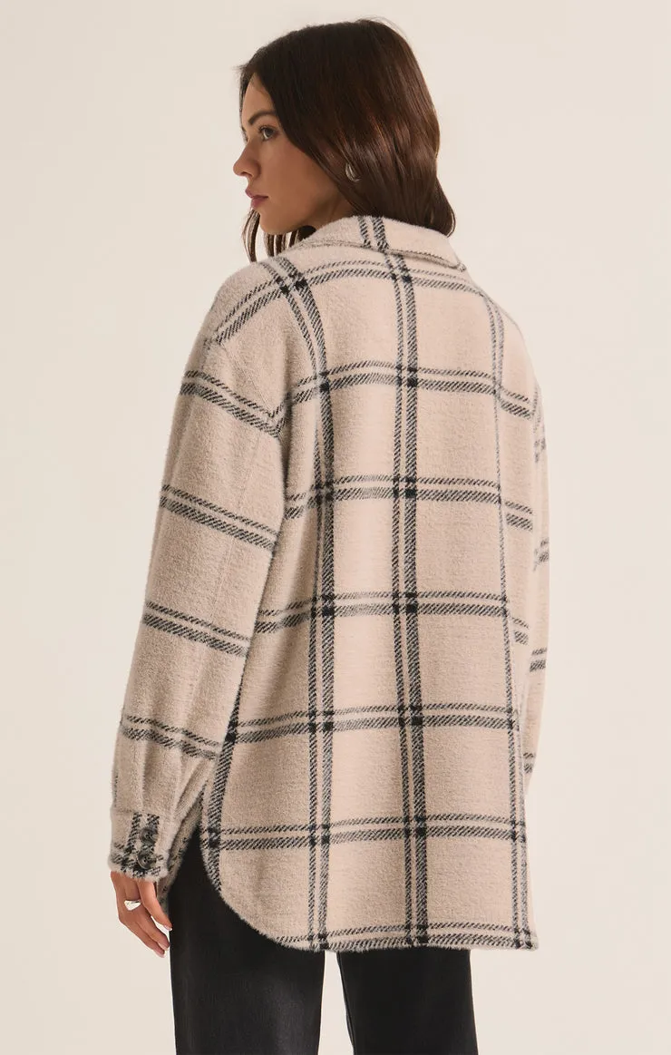 Z-Supply Plaid Tucker Shirt Jacket - CRYSTAL GREY